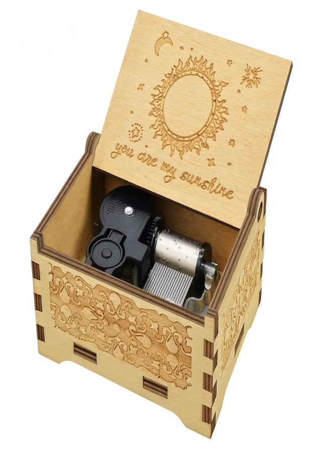 Sooharic You are My Sunshine Music Box for Daughter Son Dad Mom, Unique for Kids Vintage Engraving Wooden Music Box - Image 1